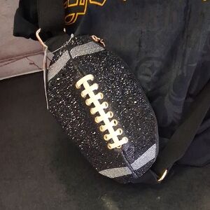 Sparkling Black Football Crossbody Bag